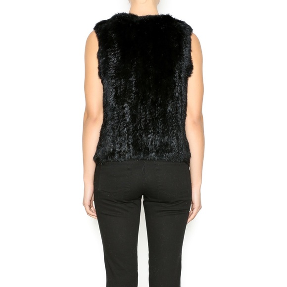 525 America Black Rabbit Fur Vest - Picture 2 of 4